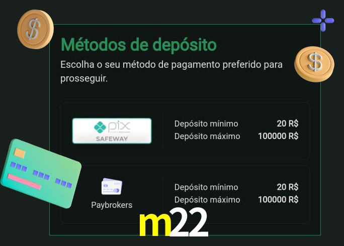 O cassino m22 oferece uma grande variedade de métodos de pagamento